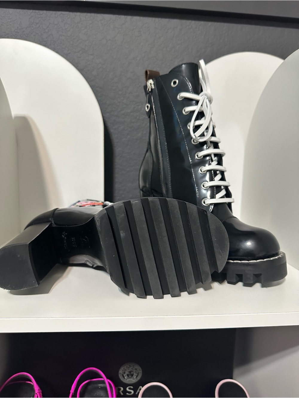 Louis Vuitton Black Leather Lace-Up Platform Patchwork Ankle Boots - Picture 8 of 9